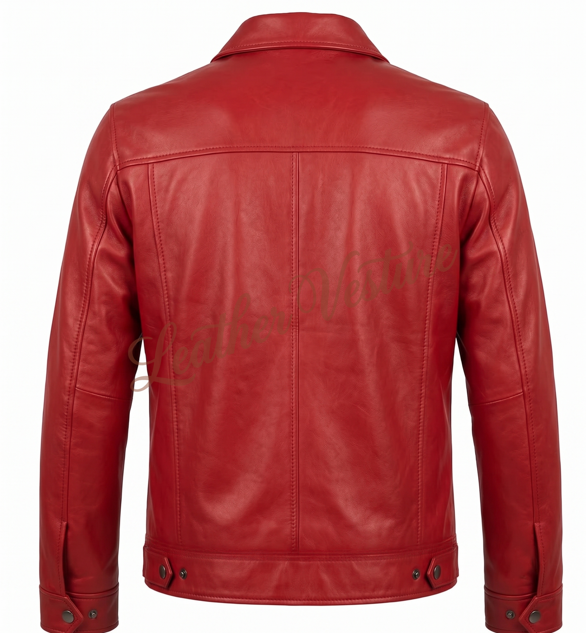 Classic Collared Zip-Front Leather Jacket