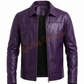 Classic Collared Zip-Front Leather Jacket
