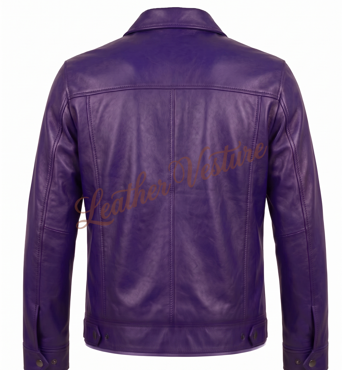 Classic Collared Zip-Front Leather Jacket