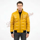 Leather Quilted Bomber with Contrast Ribbing