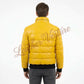 Leather Quilted Bomber with Contrast Ribbing