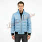 Leather Quilted Bomber with Contrast Ribbing