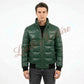 Leather Quilted Bomber with Contrast Ribbing